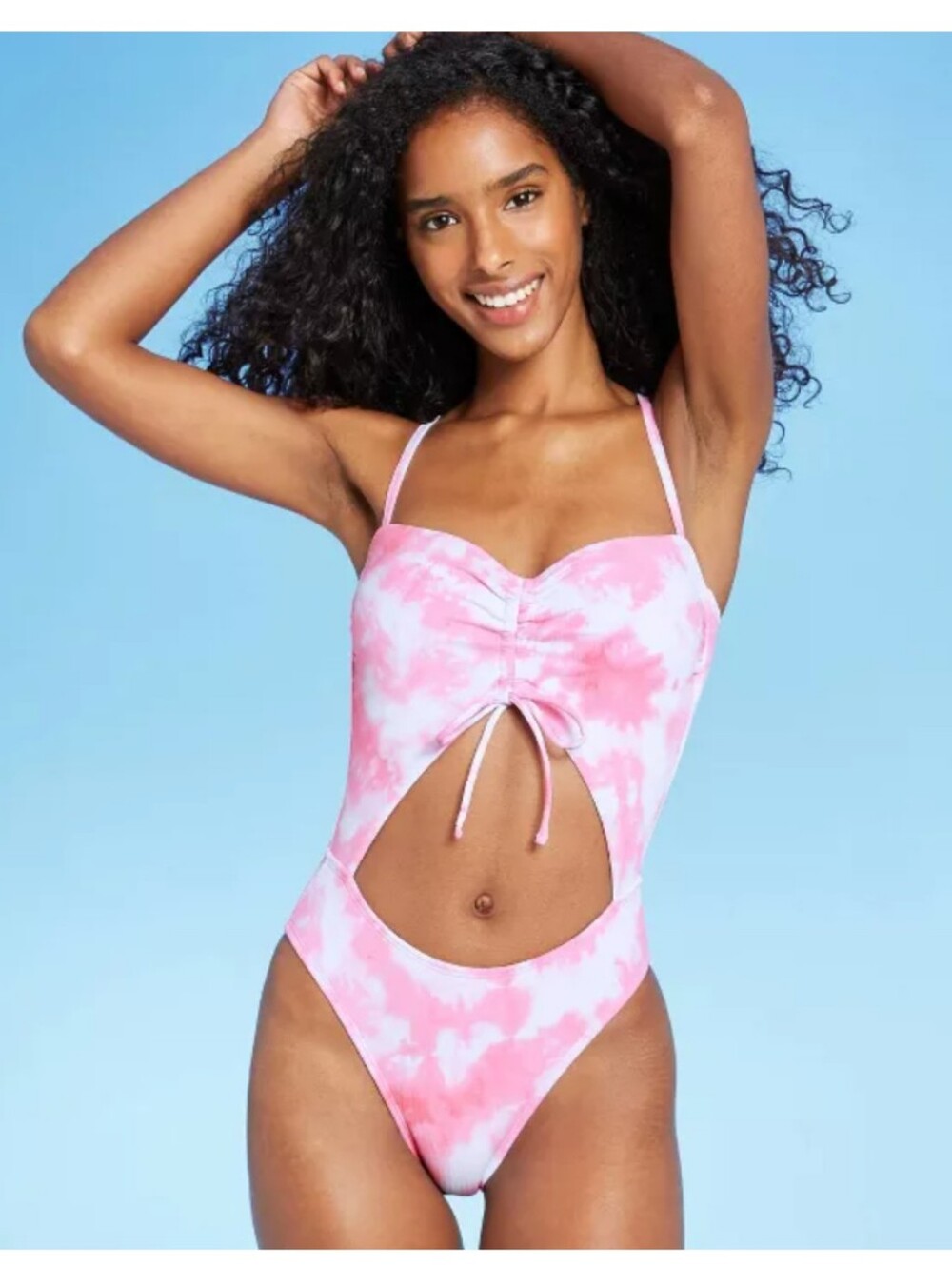 X-LARGE Xhilaration Pink Tie-Dye Cutout One-Piece Swimsuit